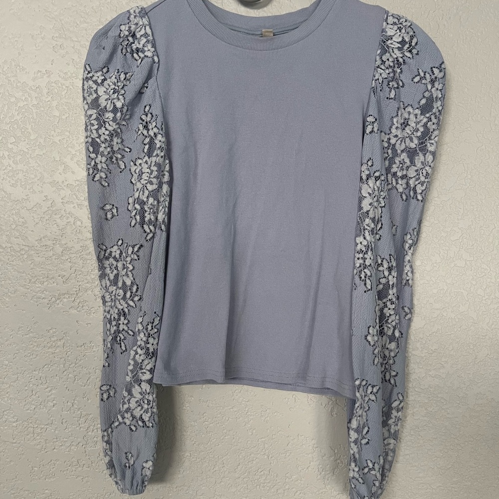 Dolan Blue Lace Sleeve Sweater